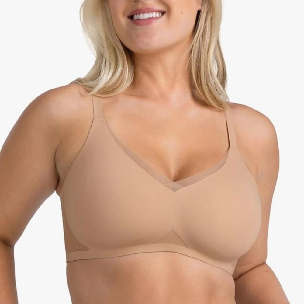 HoneyLove Women's Wire Free Wireless Crossover Bra Tan Size 2X 42 C/D